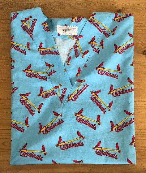 MLB St. Louis Cardinals Womens L Scrub Top Shirt Pink Short Sleeve