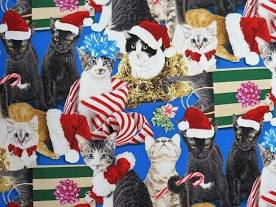 Christmas Holidays Cute Kitty Cats Under the Tree with Presents Fabric Unisex Medical Surgical Scrub Caps Men & Women Tie Back and Bouffant Hat Styles