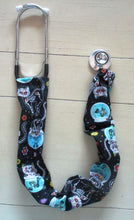 Load image into Gallery viewer, Day of the Dead Cats Stethoscope cover Candy Skull Skeletons for Medical Professionals
