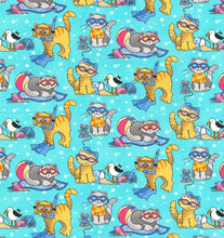 Load image into Gallery viewer, Cats Medical Scrub Top Having Fun at the Beach Summer Days Unisex Style for Men &amp; Women
