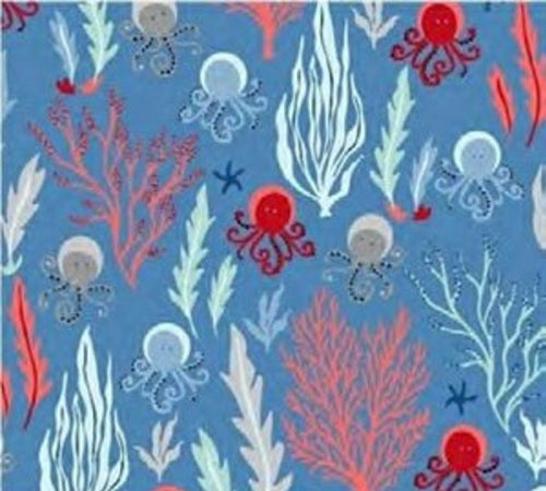 Nautical Medical Scrub Top Beautiful Coral Reef Octopus Life Unisex Style for Men & Women