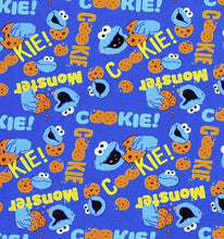 Load image into Gallery viewer, Cookie Monster Blue Fabric Adult Medical Scrub Top Unisex Style for Men &amp; Women
