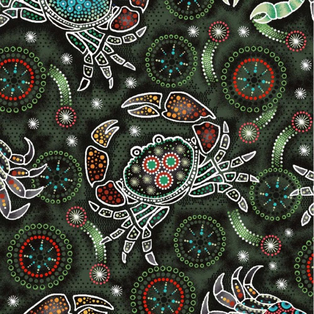 Medical Scrub Top Aboriginal Sea Life Crab Unisex Style for Men & Women