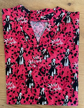 Load image into Gallery viewer, 101 Dalmatians Red Medical Scrub Top Evil Villain Cruella de Vil Unisex Relaxed Fit Style for Men &amp; Women
