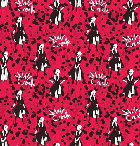 101 Dalmatians Evil Villain Cruella de Vil Red Fabric Nurse Medical Scrub Top Unisex Style for Men & Women