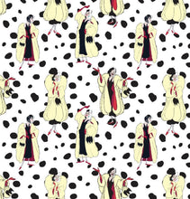 Load image into Gallery viewer, 101 Dalmatians Evil Villain Cruella de Vil Dots Fabric Nurse Medical Scrub Top Unisex Style for Men &amp; Women
