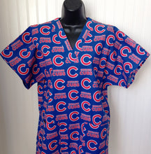 Load image into Gallery viewer, Baseball Chicago Cubs Medical Relaxed Scrub Top Unisex Style Men&#39;s Scrub Top Women&#39;s Scrub Top
