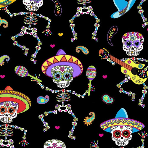 Folkloric Sugar Candy Skull Day of the Dead Celebration Dancing Nurse Medical Scrub Top Unisex Style for Men & Women