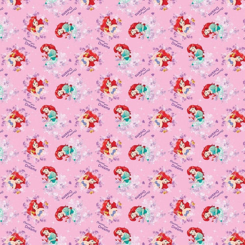 Little Mermaid Ariel Discover Your Dreams Pink Fabric Unisex Medical Surgical Scrub Caps Men & Women Tie Back and Bouffant Hat Styles