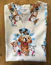 Load image into Gallery viewer, Cats &amp; Dogs Medical Scrub Top Animals Funny Faces Selfies Unisex Style Scrub Shirt for Men &amp; Women
