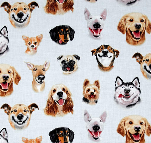 Animals Funny Faces Dogs Selfies on Blue Fabric Unisex Medical Surgical Scrub Caps Men & Women Tie Back and Bouffant Hat Styles