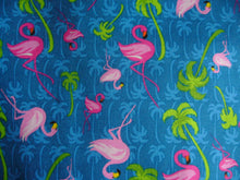 Load image into Gallery viewer, Pink Flamingo &amp; Palm Trees Blue Fabric Nurse Medical Scrub Top Unisex Style Shirt for Men &amp; Women
