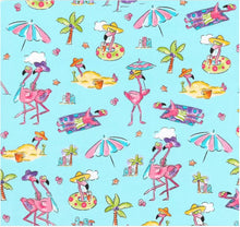 Load image into Gallery viewer, Flamingo Summer Beach Pool Days Medical Scrub Top Unisex Style for Men &amp; Women
