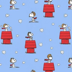 Peanuts Snoopy Red Baron Flying Ace Blue Fabric Nurse Medical Scrub Top Unisex Style for Men & Women