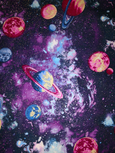 Outer Space Galaxy Solar System Planets Moon & Stars Shimmer of Glitter Nurse Medical Scrub Top Unisex Style for Men & Women