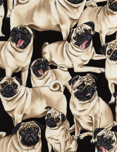 Animals Awwwh Look at that Face Pugs Puppy Dogs Fabric Unisex Medical Surgical Scrub Caps Men & Women Tie Back and Bouffant Hat Styles