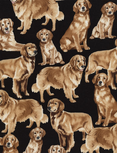 Animals Adorable Golden Retriever Puppy Dogs Fabric Unisex Medical Surgical Scrub Caps Men & Women Tie Back and Bouffant Hat Styles