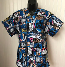 Load image into Gallery viewer, Star Wars Classic Characters Blue Medical Scrub Top Unisex Style Shirt for Men and Women Medical Professionals Nurse CNA
