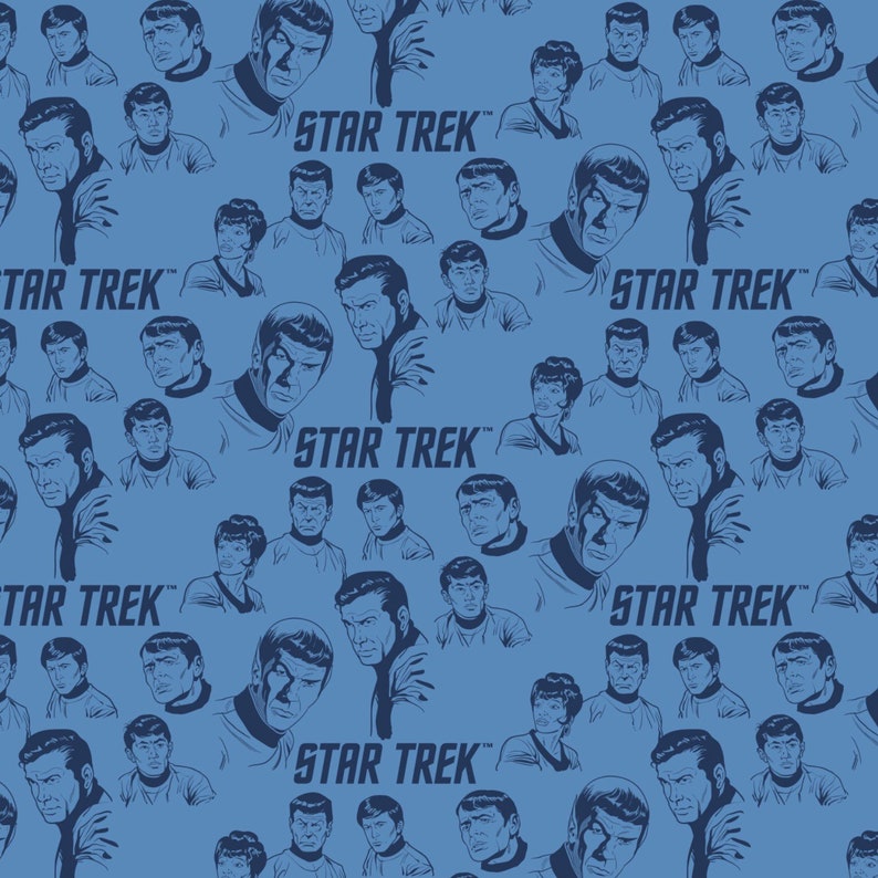 Star Trek Galaxy Crew Characters Blue Fabric Nurse Medical Scrub Top Unisex Style Shirt for Men & Women