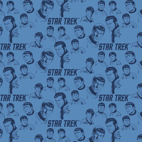 Star Trek Galaxy Crew Characters Blue Fabric Unisex Medical Surgical Scrub Caps Men & Women Tie Back and Bouffant Hat Styles