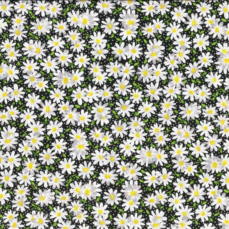 White Daisy Packed Flowers Fabric Nurse Medical Scrub Top Unisex Style for Men & Women