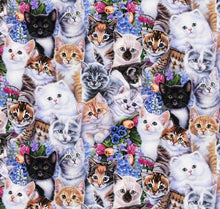 Load image into Gallery viewer, Medical Scrub Top Cats Kittens &amp; Flowers Packed Unisex Relaxed Style for Men &amp; Women
