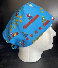 Load image into Gallery viewer, Video Game Medical Scrub Hats Nintendo Super Mario Unisex Men &amp; Women Tie Back and Bouffant Hat Styles
