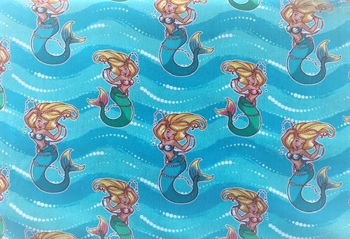 Mermaids Wearing Pearls on Blue Fabric Stethoscope sock cover for Medical Professionals