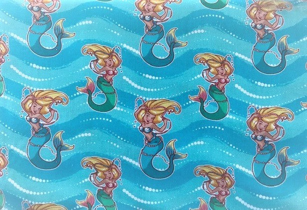 Mermaids Wearing Pearls on Blue Fabric Stethoscope sock cover for Medical Professionals