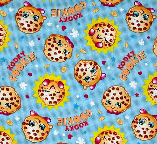 Shopkins Grocery KOOKY COOKIE Blue Fabric Unisex Medical Surgical Scrub Caps Men & Women Tie Back and Bouffant Hat Styles
