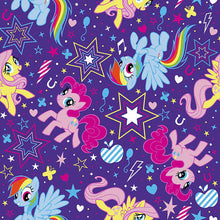 Load image into Gallery viewer, My Little Pony POWER STARS Horse Cartoon Purple Fabric Nurse Medical Scrub Top Unisex Style for Men &amp; Women
