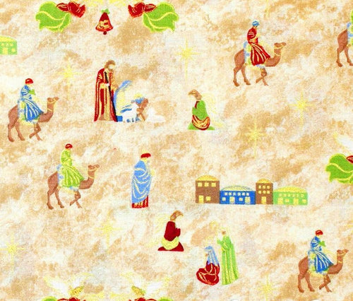 Christmas Holidays Nativity Bethlehem 3 Wise Men Tan Fabric Unisex Medical Surgical Scrub Caps Men & Women Tie Back and Bouffant Hat Styles