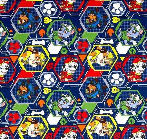 PAW Patrol Rescue Characters CHASE MARSHALL RUBBLE Cartoon Navy Fabric Nurse Medical Scrub Top Unisex Style for Men & Women