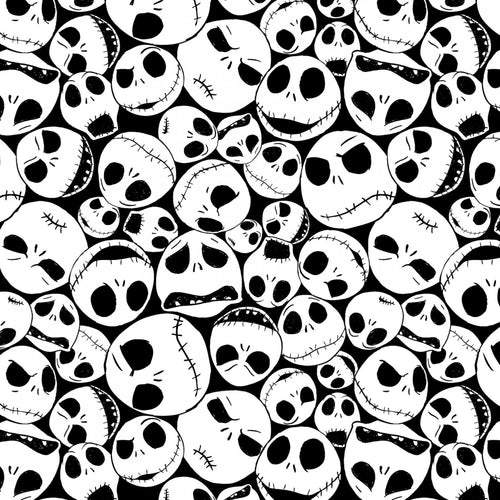 NBC Nightmare Before Christmas Jack Skellington Faces Fabric Unisex Medical Surgical Scrub Caps Men & Women Tie Back and Bouffant Hat Styles