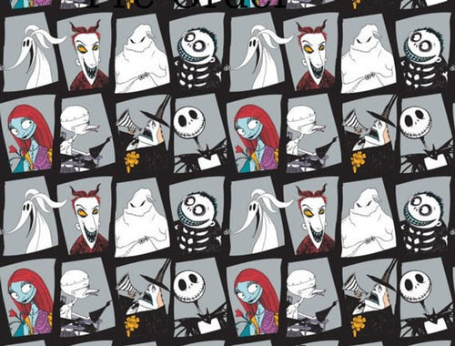 NBC Nightmare Before Christmas Stone Faced Squares Characters Fabric Stethoscope sock cover for Medical Professionals