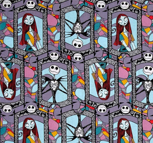 NBC Nightmare Before Christmas Stained Glass Characters Fabric Unisex Medical Surgical Scrub Caps Men & Women Tie Back and Bouffant Hat Styles