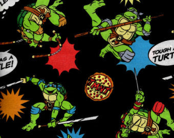 TMNT Teenage Mutant Ninja Turtles Donatello Michaelangelo Raphael Leonardo Black Fabric Nurse Medical Scrub Top Unisex Style for Men & Women