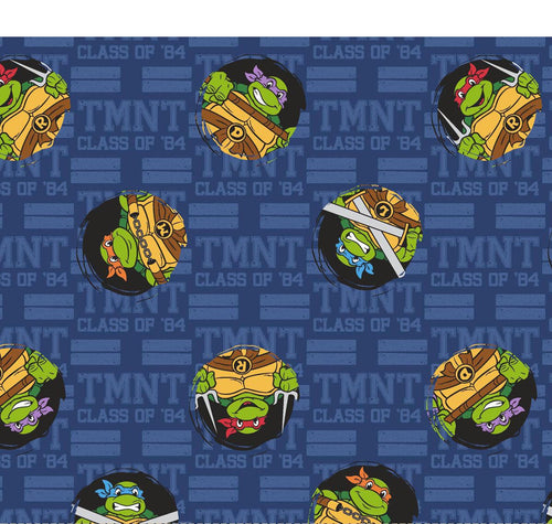 TMNT Teenage Mutant Ninja Turtles Class of '86 Blue Fabric Nurse Medical Scrub Top Unisex Style for Men & Women