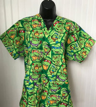 Load image into Gallery viewer, TMNT Teenage Mutant Ninja Turtles Faces Medical Scrub Top Unisex Style for Men &amp; Women
