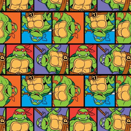 TMNT Teenage Mutant Ninja Turtles Donatello Michaelangelo Raphael Leonardo Block Fabric Nurse Medical Scrub Top Unisex Style for Men & Women