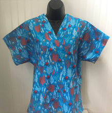 Load image into Gallery viewer, Nautical Medical Scrub Top Beautiful Coral Reef Octopus Life Unisex Style for Men &amp; Women
