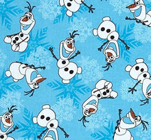 Load image into Gallery viewer, Frozen OLAF Snowflakes Blue Fabric Unisex Medical Surgical Scrub Caps Men &amp; Women Tie Back and Bouffant Hat Styles
