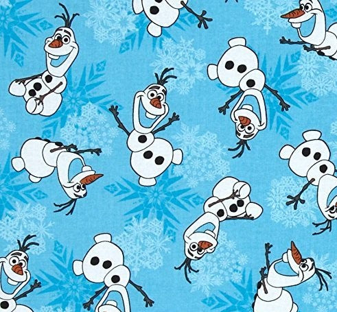 Frozen OLAF Snowflakes Blue Fabric Unisex Medical Surgical Scrub Caps Men & Women Tie Back and Bouffant Hat Styles