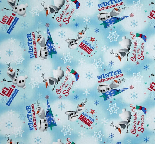 Christmas Holiday Frozen OLAF Winter Magic Fabric Unisex Medical Surgical Scrub Caps Men & Women Tie Back and Bouffant Hat Styles