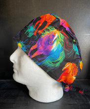 Load image into Gallery viewer, Painted Horses Running Fabric Unisex Medical Surgical Scrub Caps Men &amp; Women Tie Back and Bouffant Hat Styles
