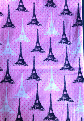 Paris Eiffel Tower Travels Black White on Pink Fabric Stethoscope sock cover for Medical Professionals