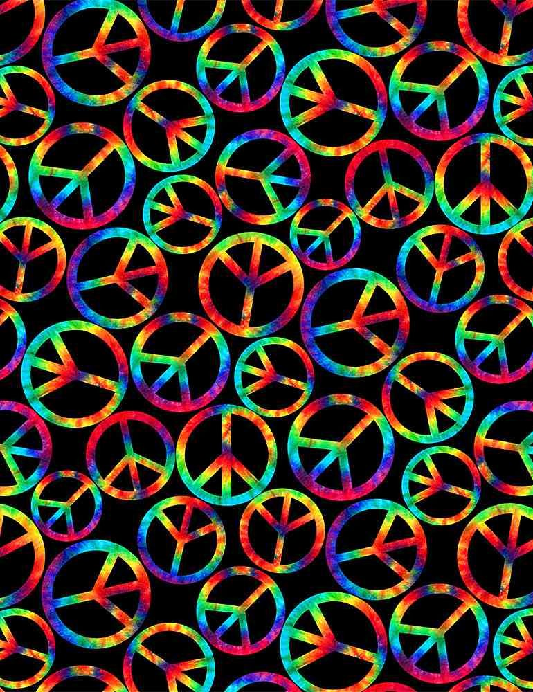 Groovy Rainbow on Black Peace Signs Stethoscope sock cover for Medical Professionals