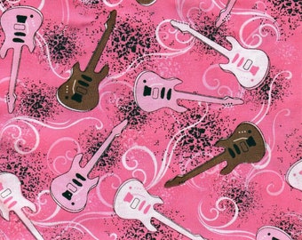 Rock On  Music Pink Guitars Fabric Stethoscope sock cover for Medical Professionals