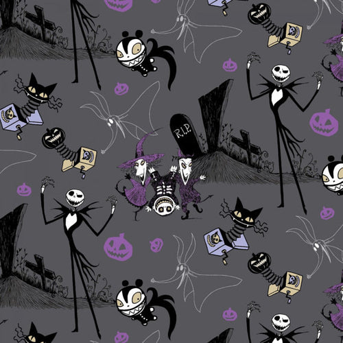 NBC Nightmare Before Christmas Jack in the Box Characters Fabric Unisex Medical Surgical Scrub Caps Men & Women Tie Back and Bouffant Hat Styles