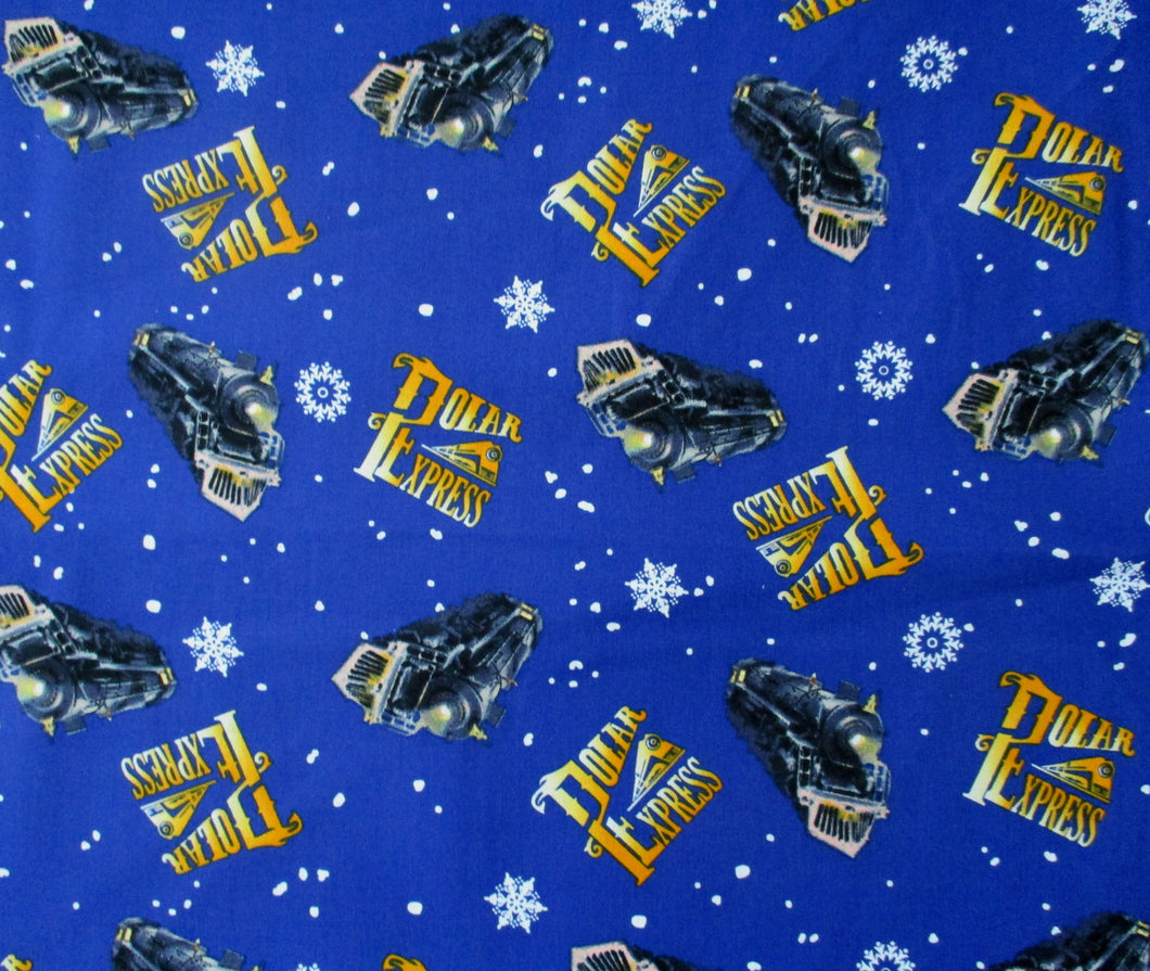 Christmas Holiday Polar Express Blue Fabric Unisex Medical Surgical Scrub Caps Men & Women Tie Back and Bouffant Hat Styles